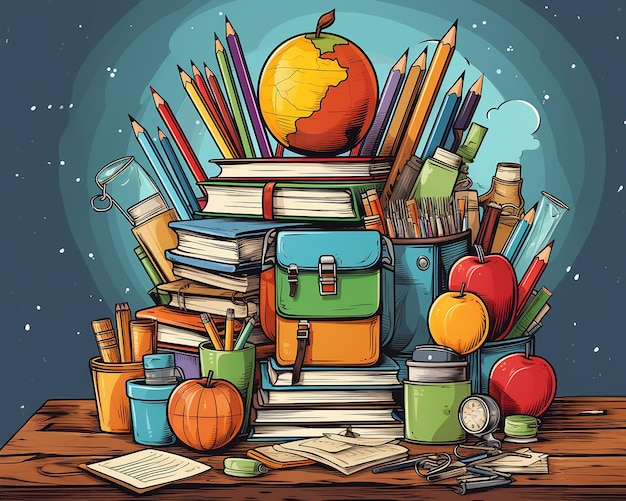 ein studentenbanner im modernen stil der in einer schule studiert und eine bildungseinrichtung reklamiert illustration die von ki generiert wurde 93995 5319 3922369056